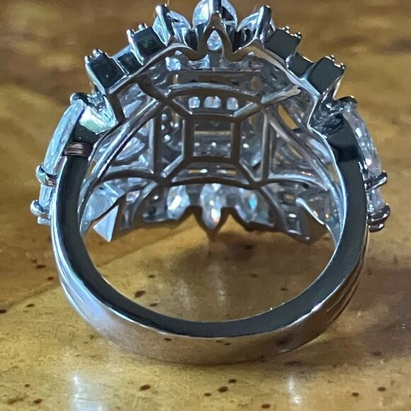 Authentic Moissanite Sterling Silver Cocktail Ring - Picture 5 of 9